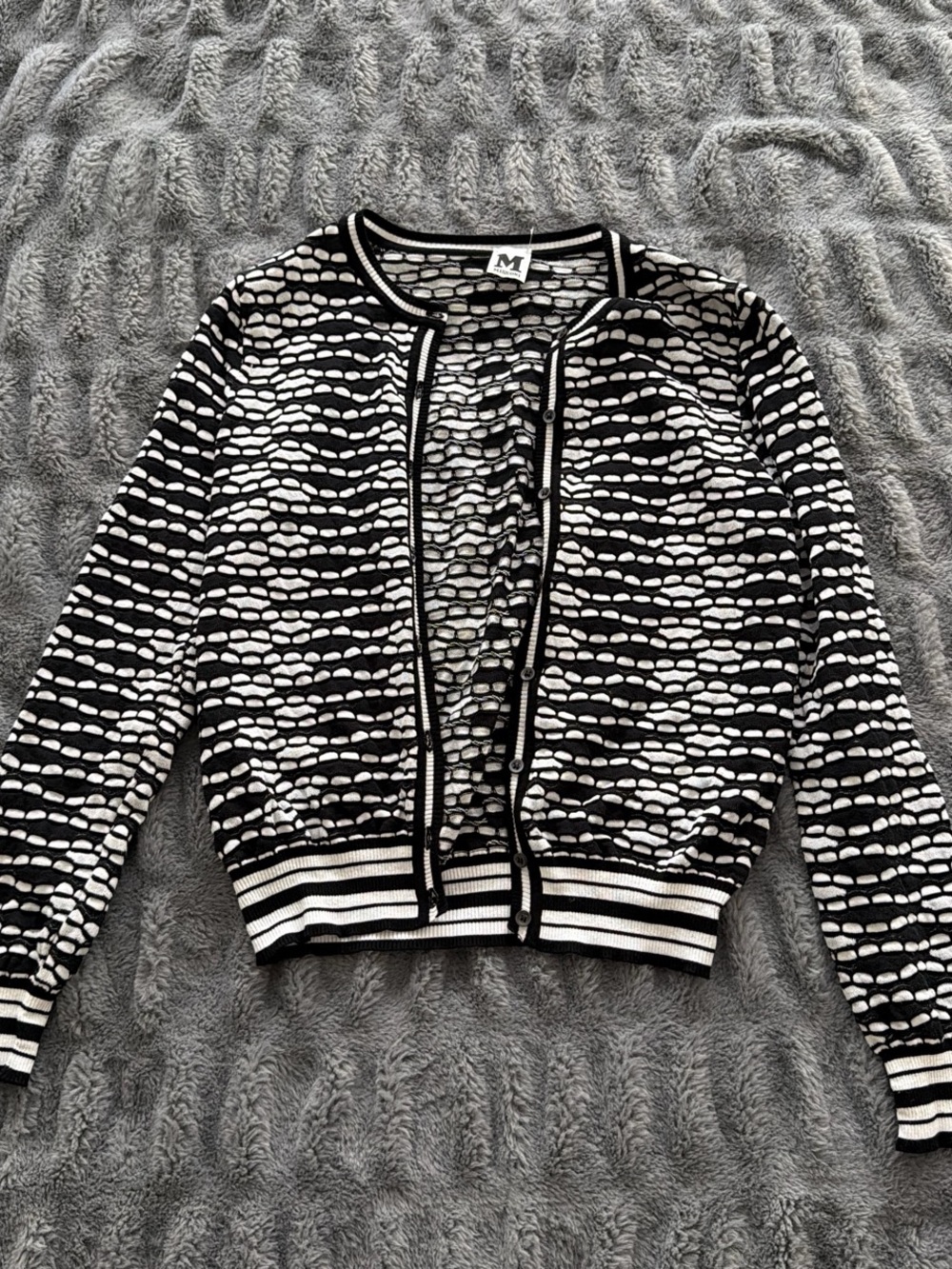 MISSONI Black & White Patterned Button Cardigan